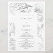 Programme de mariage Moderne Simple Floral Argent (Devant)
