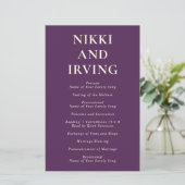 Programme de mariage moderne simple gras violet (Debout devant)