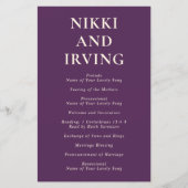 Programme de mariage moderne simple gras violet (Devant)