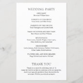 Programme de mariage moderne simple noir et blanc (Dos)