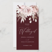 Programme de mariage moderne tendance rose bordeau (Devant)