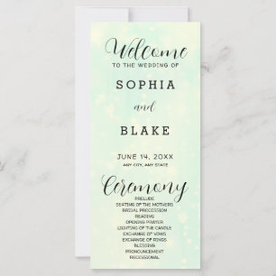 Programme de mariage moderne vert clair et blanc