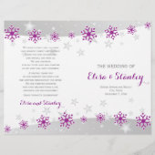 Programme de mariage moderne violet de flocons de  (Devant)