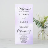 Programme de mariage moderne violet et blanc (Debout devant)