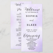 Programme de mariage moderne violet et blanc (Devant / Derrière)