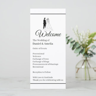 Programme de mariage monochrome minimal