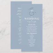 Programme de mariage Monogram poussiéreux bleu (Devant / Derrière)