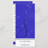 Programme de mariage - Monogram Royal Blue Floral (Devant / Derrière)