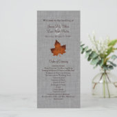 Programme de mariage monogramme de lin orange (Debout devant)