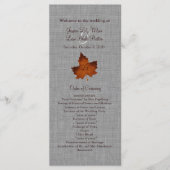 Programme de mariage monogramme de lin orange (Devant)