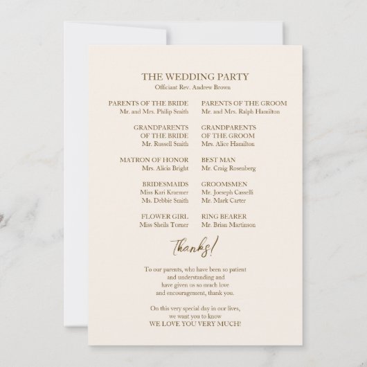 Programme de mariage Monogramme de pêche légère (Dos)