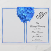 Programme de mariage Monogramme Floral Bleu Argent (Devant)