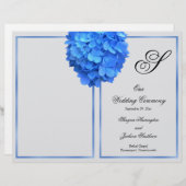 Programme de mariage Monogramme Floral Bleu Argent (Devant / Derrière)