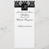 Programme de mariage Monogramme Noir Blanc Damas (Devant)