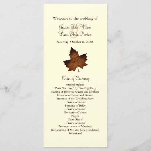 Programme de mariage monographique d'automne en ma (Devant)