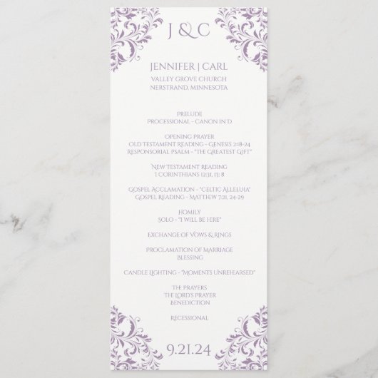 Programme de mariage Nadine - Longueur thé - Lavan (Devant)