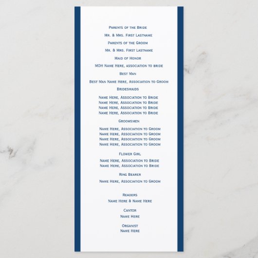 Programme de mariage nautique (Dos)