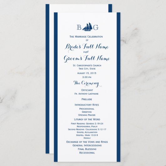 Programme de mariage nautique (Devant / Derrière)