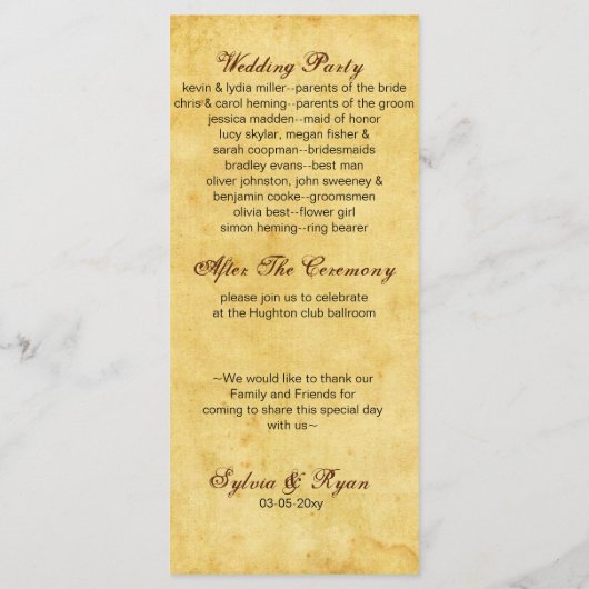 programme de mariage nautique ancre rustique (Dos)