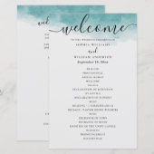 Programme de mariage nautique bleu aquarelle éléga (Devant / Derrière)