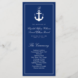 Programme de mariage nautique bleu foncé Cartes en