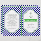 Programme de mariage nautique bleu marine, vert (Devant / Derrière)