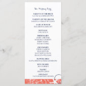 Programme de mariage nautique Coral et Marine (Dos)