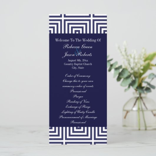 Programme de mariage nautique d'ancrage bleu marin (Debout devant)