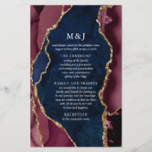 Programme de mariage Navy, Bourgogne & Agate dorée (Devant)