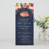 Programme de mariage Navy Floral Citrouille Orange (Debout devant)
