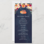Programme de mariage Navy Floral Citrouille Orange (Dos)