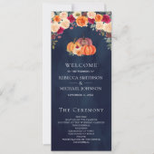 Programme de mariage Navy Floral Citrouille Orange (Devant)