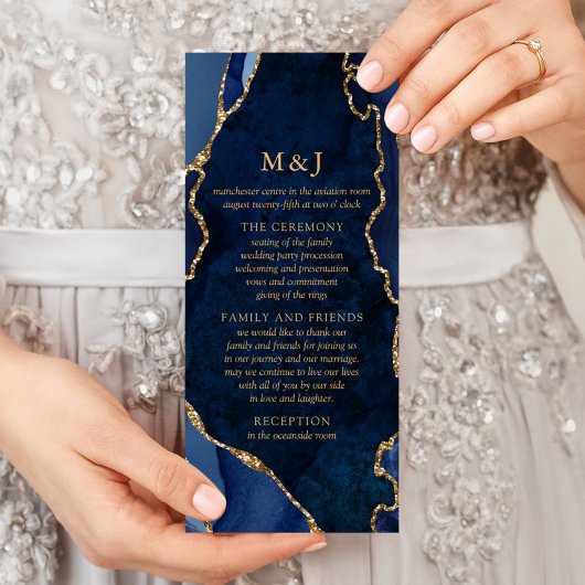 Programme de mariage Navy Marble & Gold Agate
