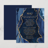 Programme de mariage Navy Marble & Gold Agate (Devant / Derrière)