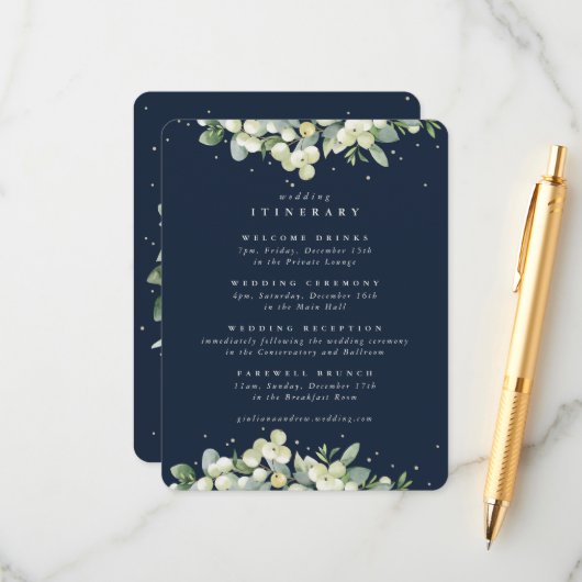Programme de mariage Navy Snowberry + Eucalyptus (Devant/Arrière en situation)