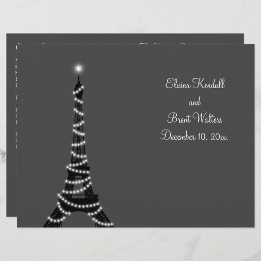 Programme de mariage nocturne à Paris (Devant / Derrière)