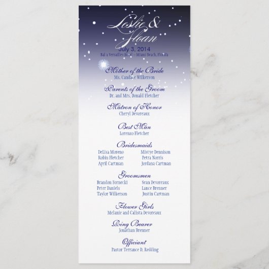 Programme de mariage nocturne enchanté (Dos)