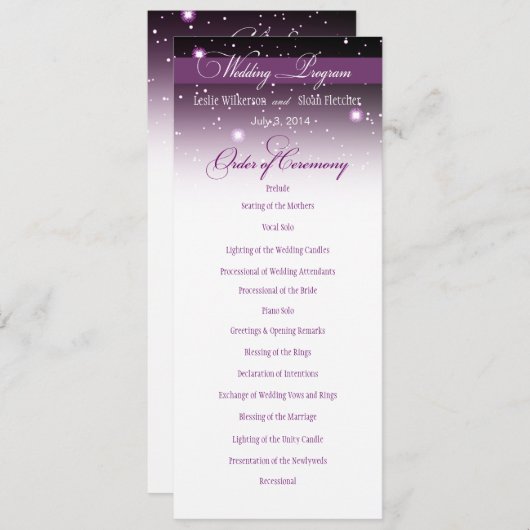 Programme de mariage nocturne enchanté (Devant / Derrière)