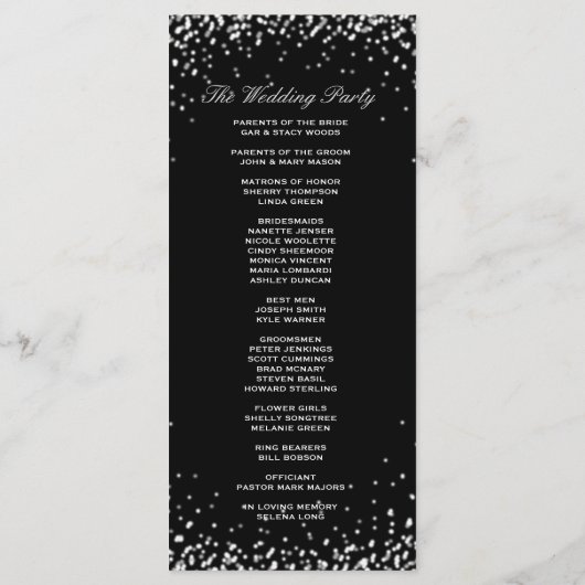 Programme de mariage | Noir avec étoiles blanches (Dos)