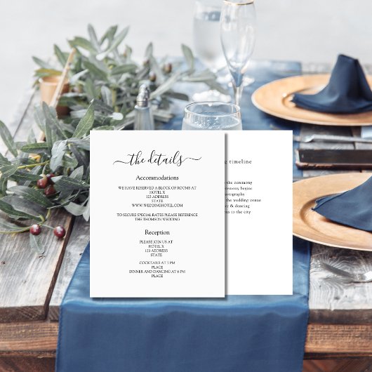 Programme de mariage noir blanc détails minimalist