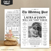Programme de mariage noir blanc + Timeline Newspap