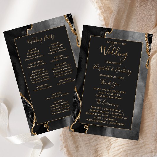 Programme de mariage noir Budget Black Gold Agate