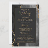Programme de mariage noir Budget Black Gold Agate (Devant)