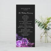 Programme de mariage noir. Carte de cérémonie flor (Debout devant)
