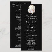 Programme de mariage noir Citrouille Florale Blanc (Devant / Derrière)