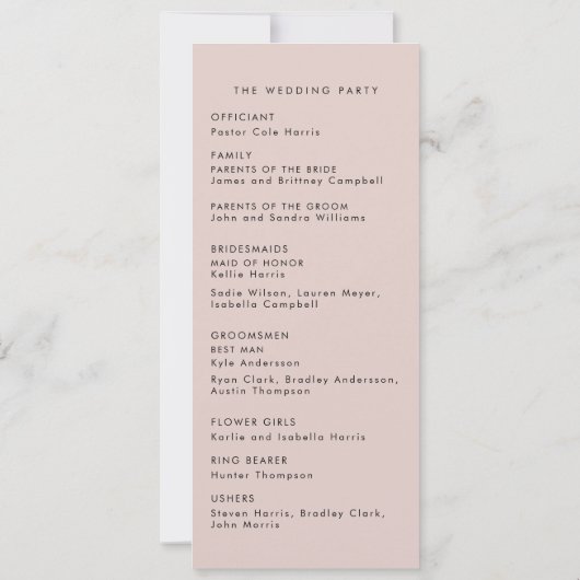 programme de mariage noir et blanc (Dos)