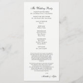 Programme de mariage noir et blanc (Dos)