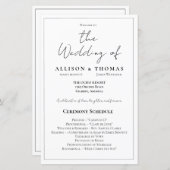 Programme de mariage noir et blanc à script simple (Devant / Derrière)
