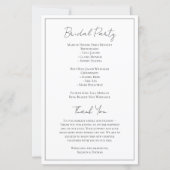Programme de mariage noir et blanc à script simple (Dos)