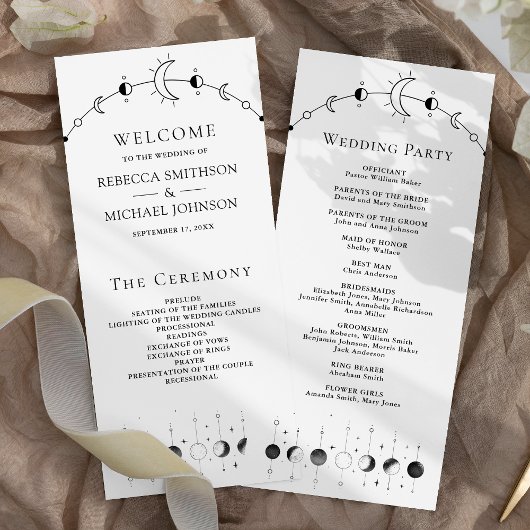 Programme de mariage noir et blanc céleste